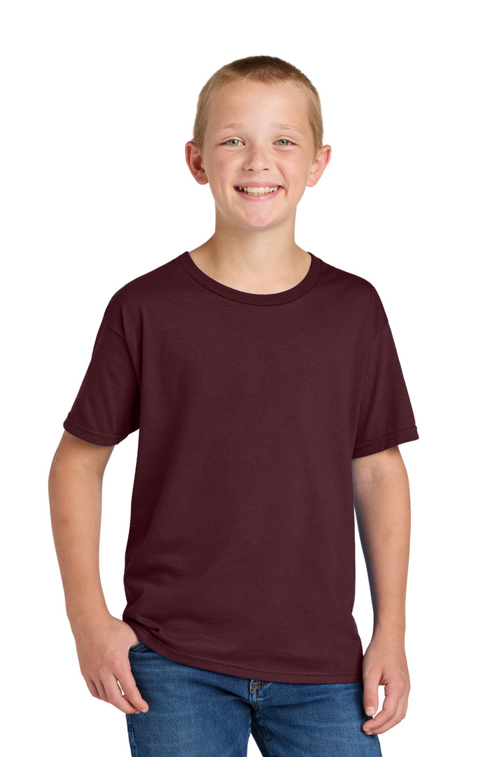 Front View of Maroon Jerzees Classics Youth Cotton T-Shirt 363Y