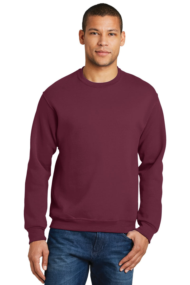 Front View of Maroon Jerzees - NuBlend Crewneck Sweatshirt. 562M