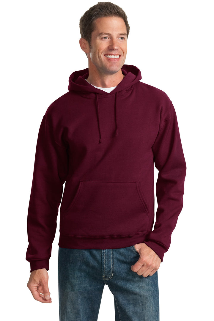 Front View of Maroon Jerzees NuBlend Pullover Hooded Sweatshirt. 996M