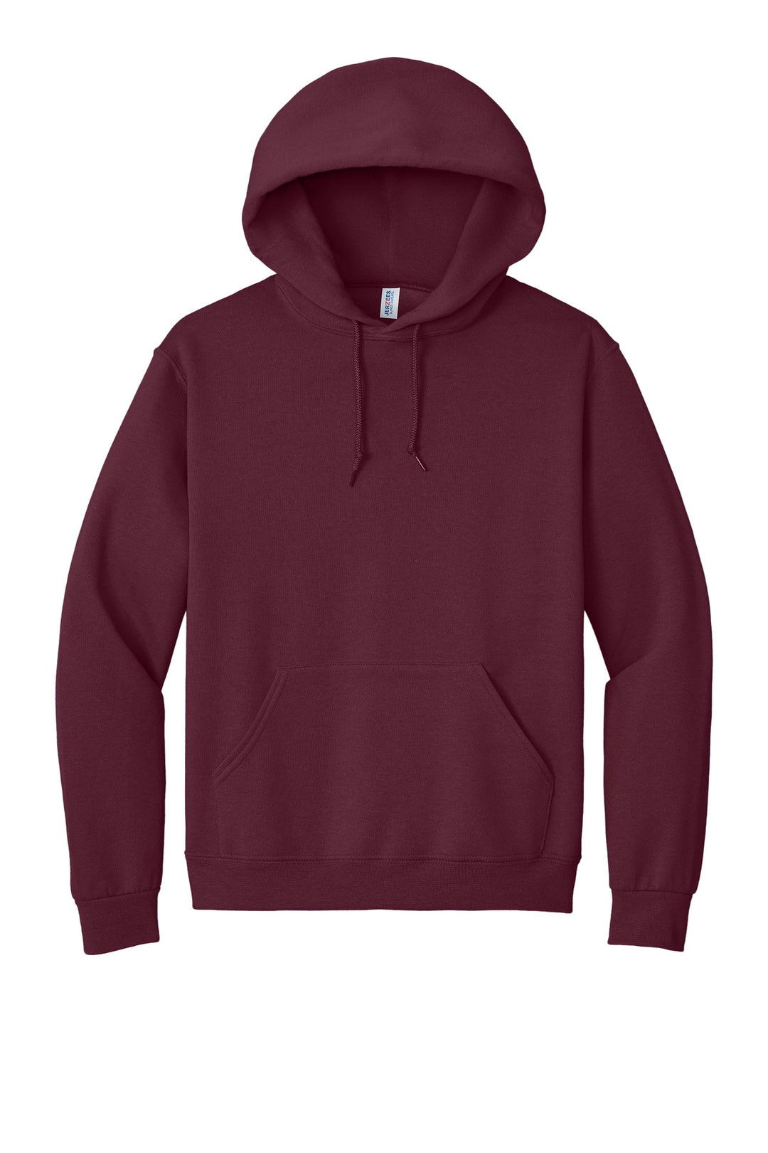 Front View of Maroon Jerzees Super Sweats NuBlend - Pullover Hooded Sweatshirt. 4997M
