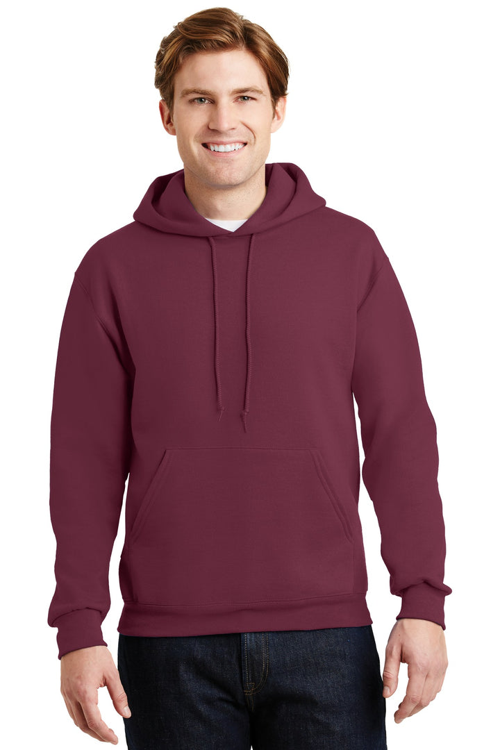 Front View of Maroon Jerzees Super Sweats NuBlend - Pullover Hooded Sweatshirt. 4997M