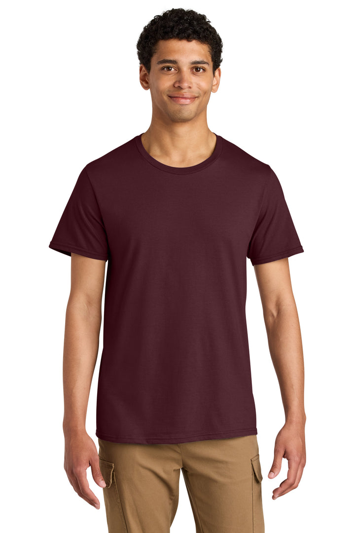 Front View of Maroon Jerzees Unisex Premium Combed Ring Spun Cotton Tee 570M