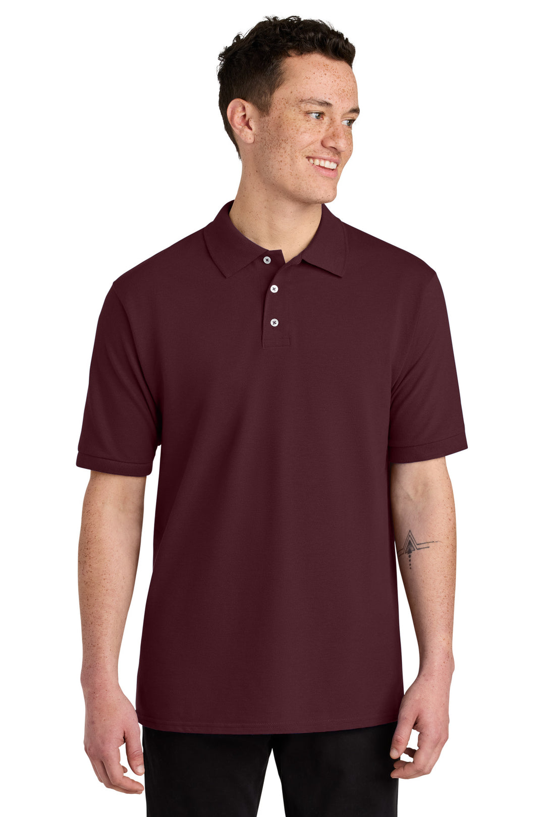 Front View of Maroon Jerzees Unisex Premium Ring Spun Cotton Pique Sport Shirt 443M