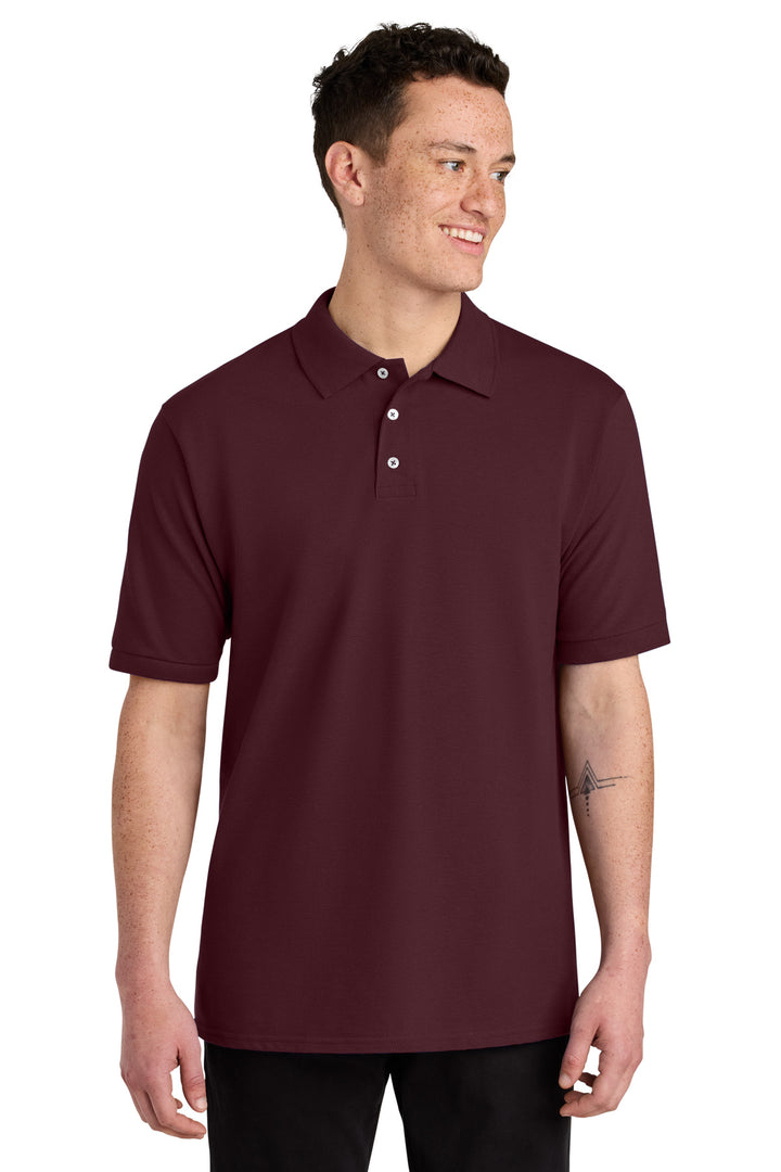 Front View of Maroon Jerzees Unisex Premium Ring Spun Cotton Pique Sport Shirt 443M