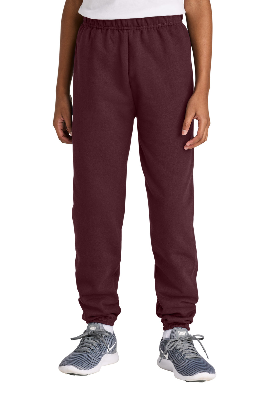 Front View of Maroon Jerzees Youth NuBlend Sweatpant 973B