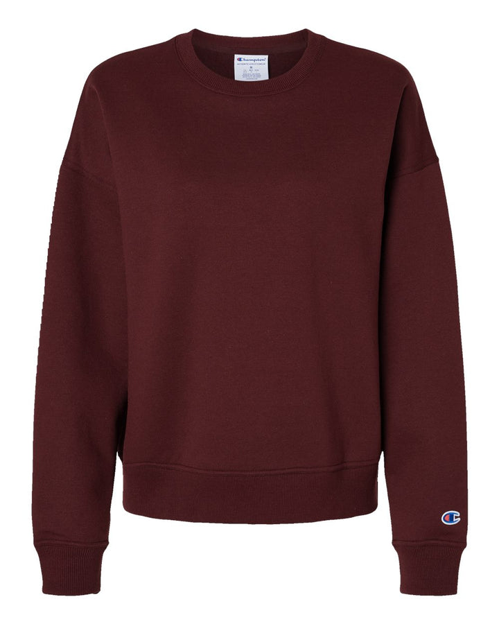 Front View of Maroon Powerblend® Women's Crewneck Sweatshirt - S650