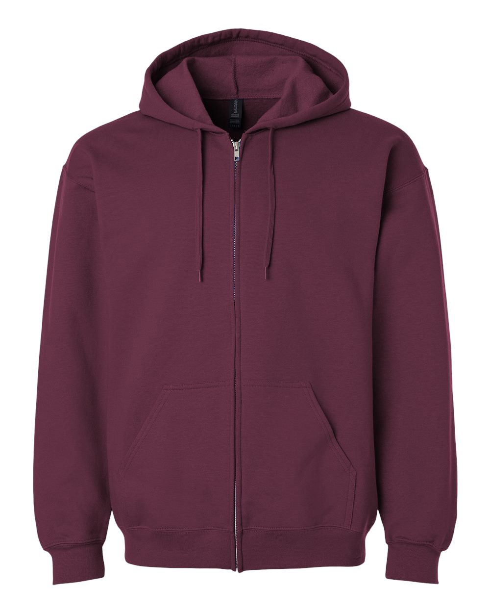 Front View of Maroon Softstyle® Full-Zip Hooded Sweatshirt - SF600