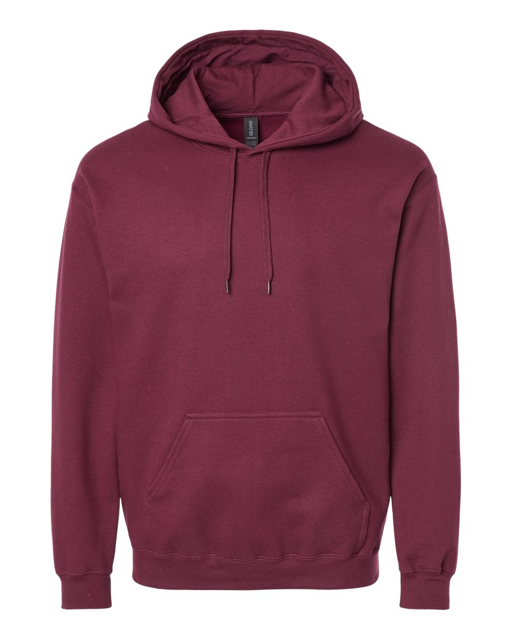 Front View of Maroon Softstyle® Midweight Hooded Sweatshirt - SF500