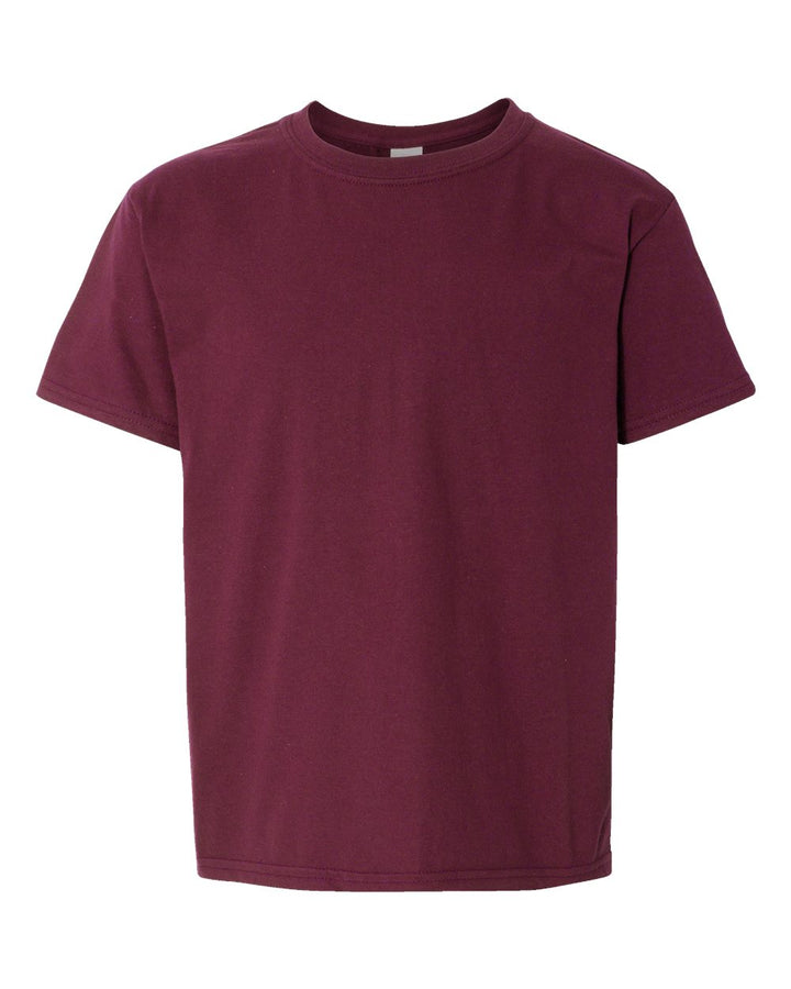Front View of Maroon Softstyle® Youth T-Shirt - 64000B