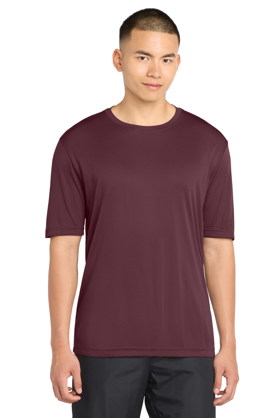 Front View of Maroon Sport-Tek PosiCharge Competitor Tee. ST350