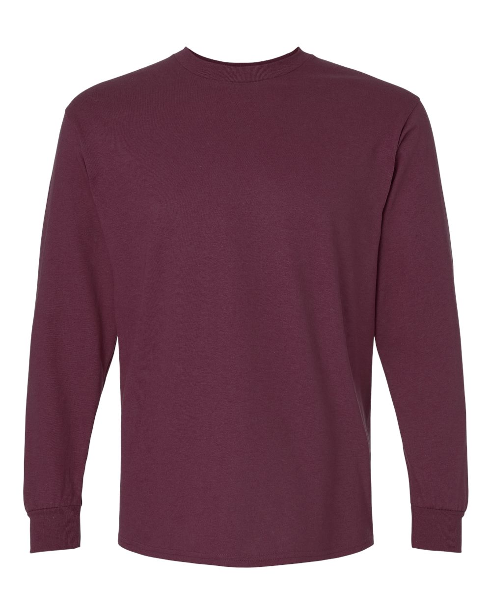 Front View of Maroon Ultra Cotton® Long Sleeve T-Shirt - 2400