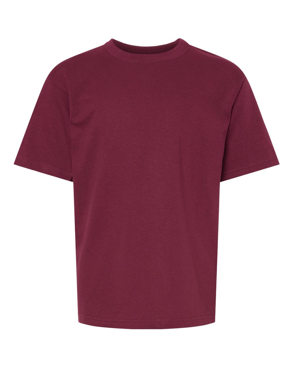 Front View of Maroon Youth Gold Soft Touch T-Shirt - 4850