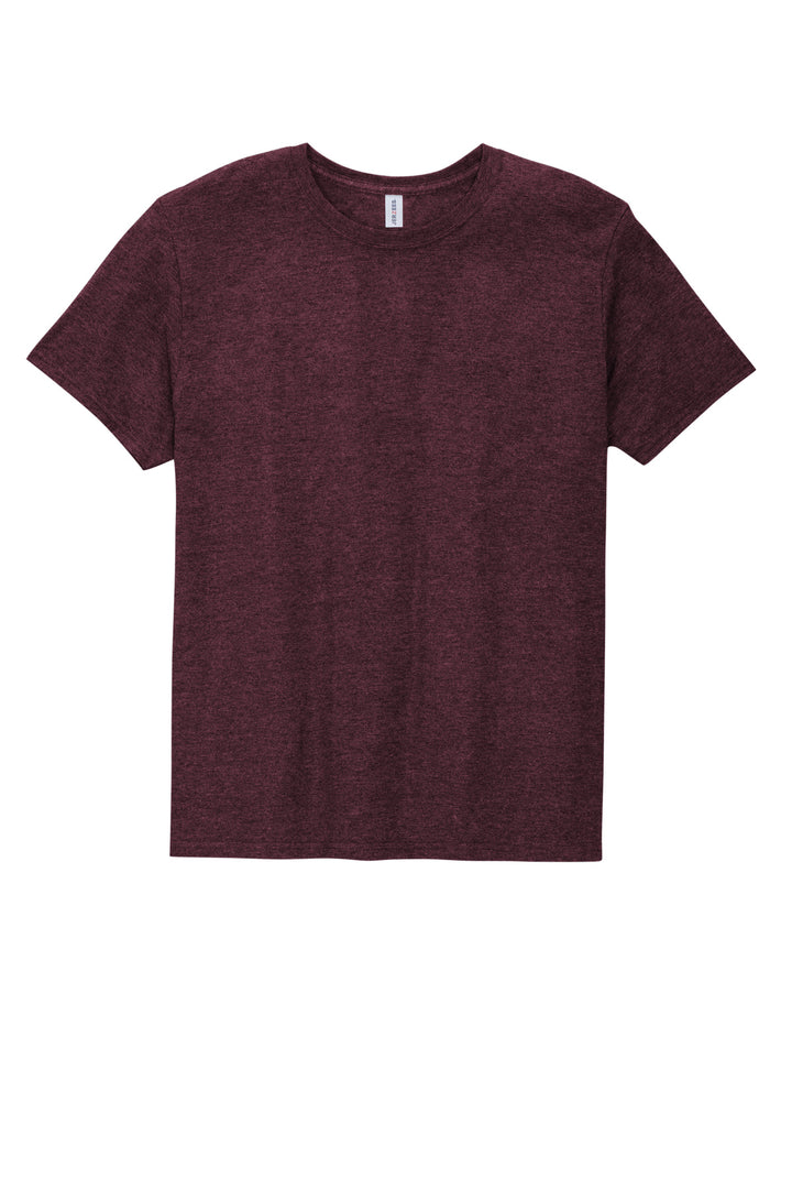 Front View of MaroonHthr Jerzees Premium Blend Ring Spun T-Shirt 560M