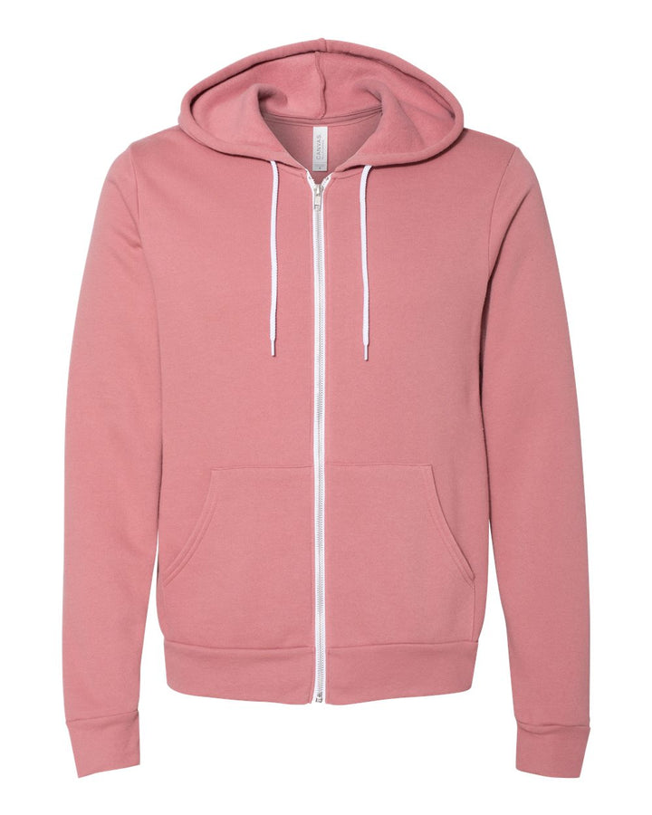 Front View of Mauve Sponge Fleece Full-Zip Hoodie - 3739