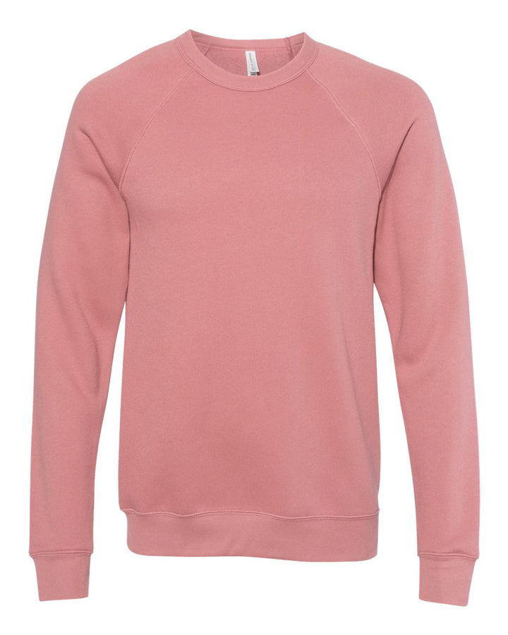 Front View of Mauve Sponge Fleece Raglan Crewneck Sweatshirt - 3901