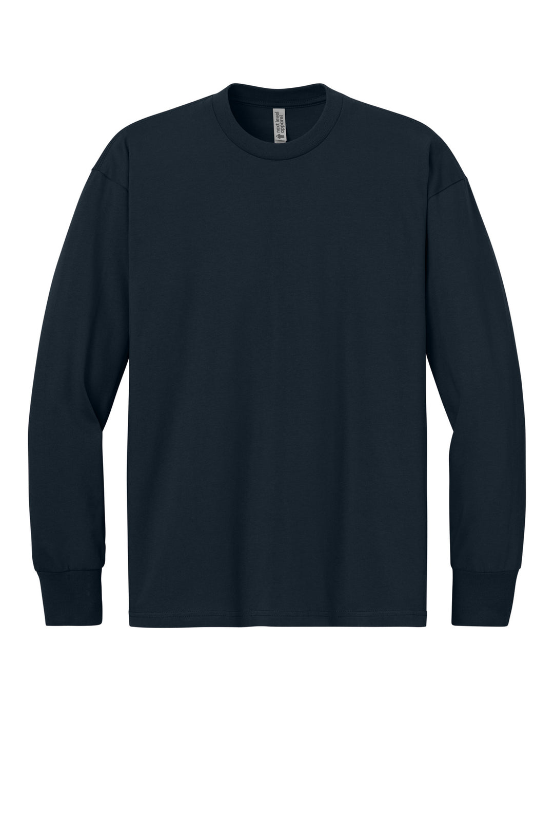 Front View of MdntNavy Next Level Apparel Heavyweight Long Sleeve Tee NL7211