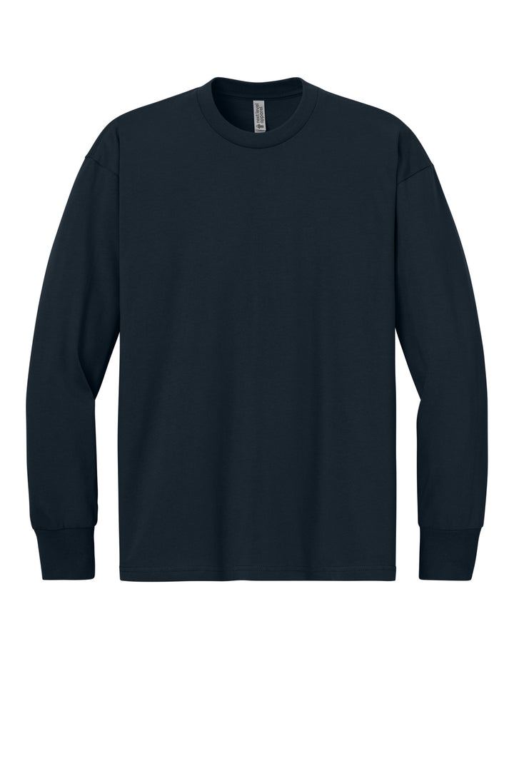 Front View of MdntNavy Next Level Apparel Heavyweight Long Sleeve Tee NL7211