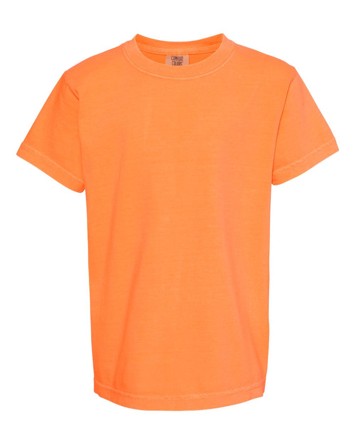 Front View of Melon Garment-Dyed Youth Heavyweight T-Shirt - 9018