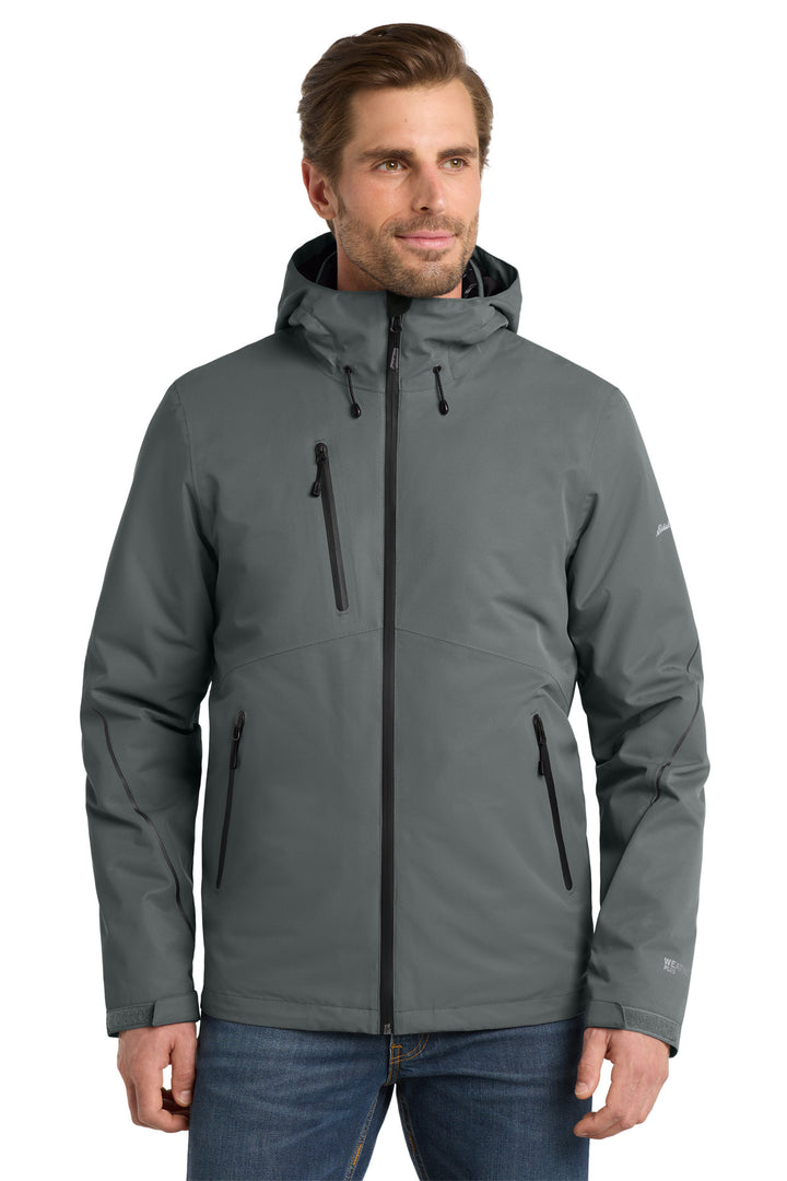 Front View of Metal Grey Eddie Bauer WeatherEdge Plus 3-in-1 Jacket. EB556