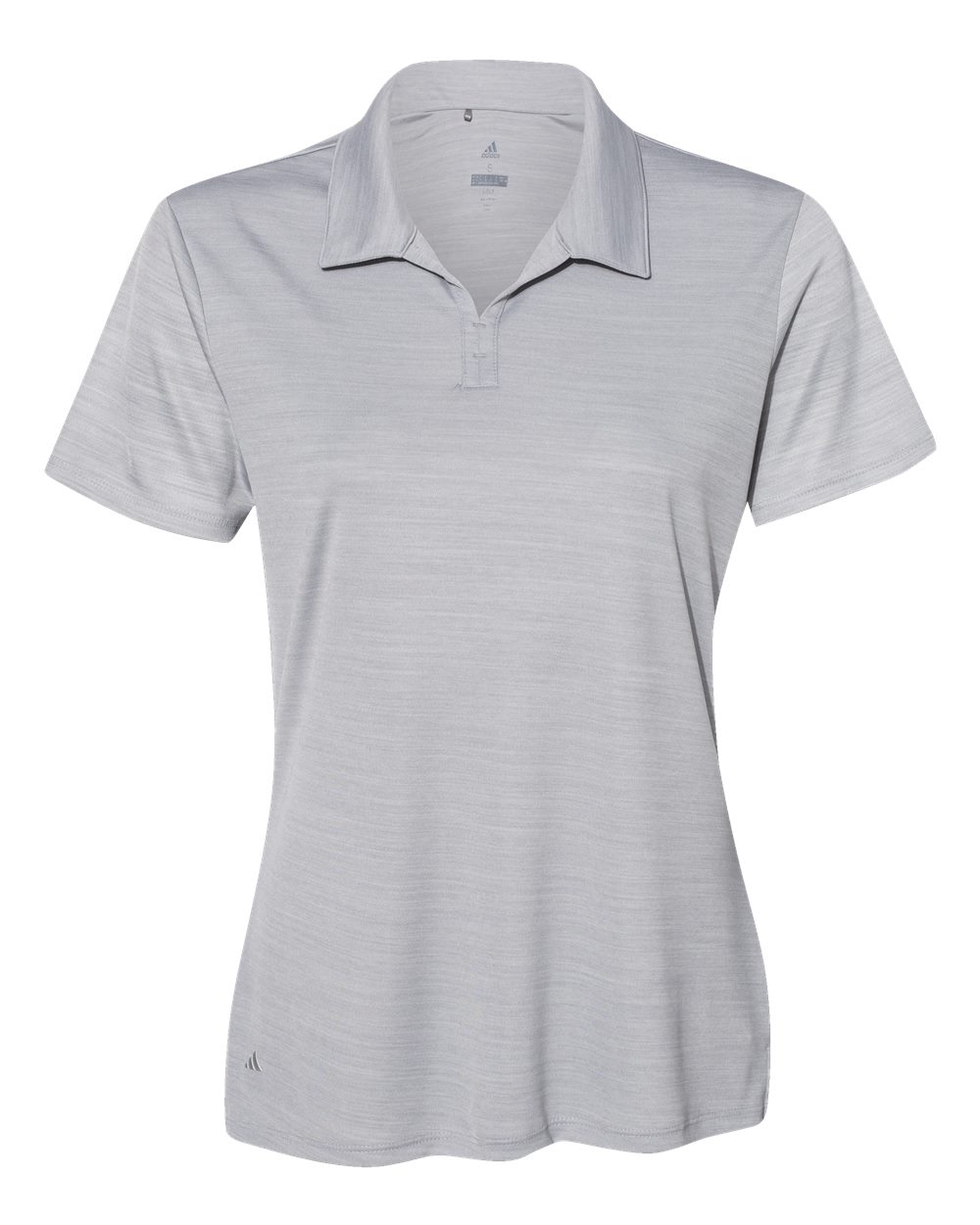 Front View of Mid Grey Melange Women's Mélange Polo - A403