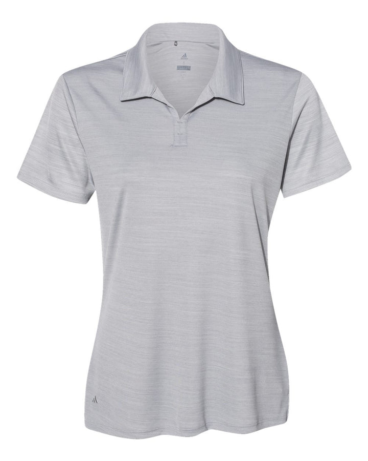 Front View of Mid Grey Melange Women's Mélange Polo - A403