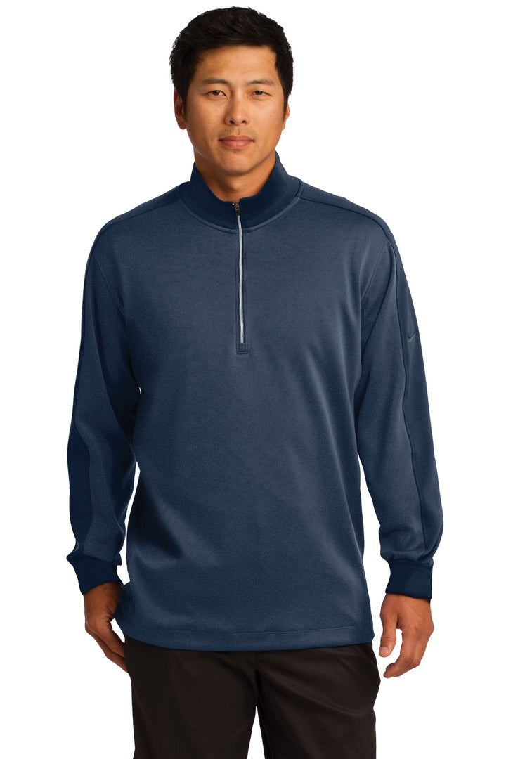 Front View of Mid Ny Hthr/Ny Nike Dri-FIT 1/2-Zip Cover-Up. 578673