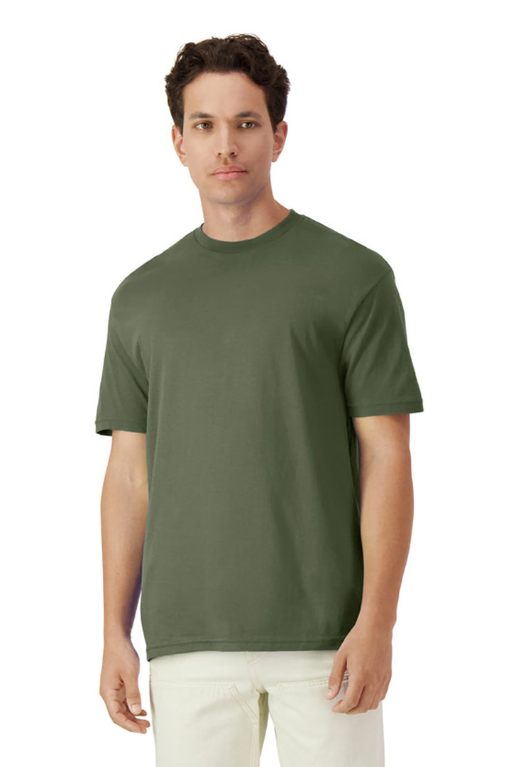 Front View of MilGreen Gildan Light Cotton Tee 3000