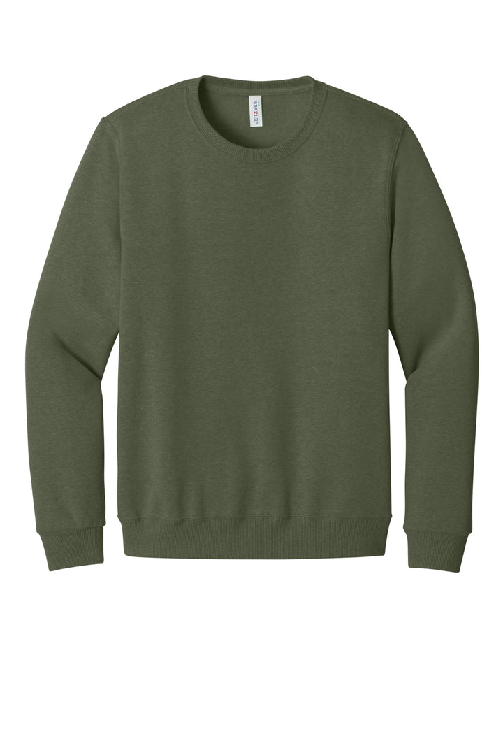Front View of MilGrnHtr Jerzees Eco Premium Blend Crewneck Sweatshirt 701M
