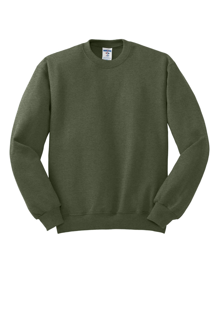 Front View of MilGrnHtr Jerzees - NuBlend Crewneck Sweatshirt. 562M