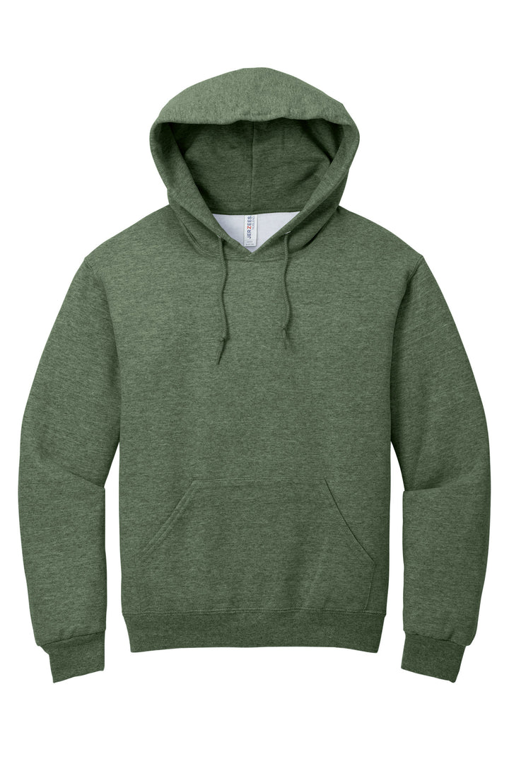 Front View of MilGrnHtr Jerzees NuBlend Pullover Hooded Sweatshirt. 996M