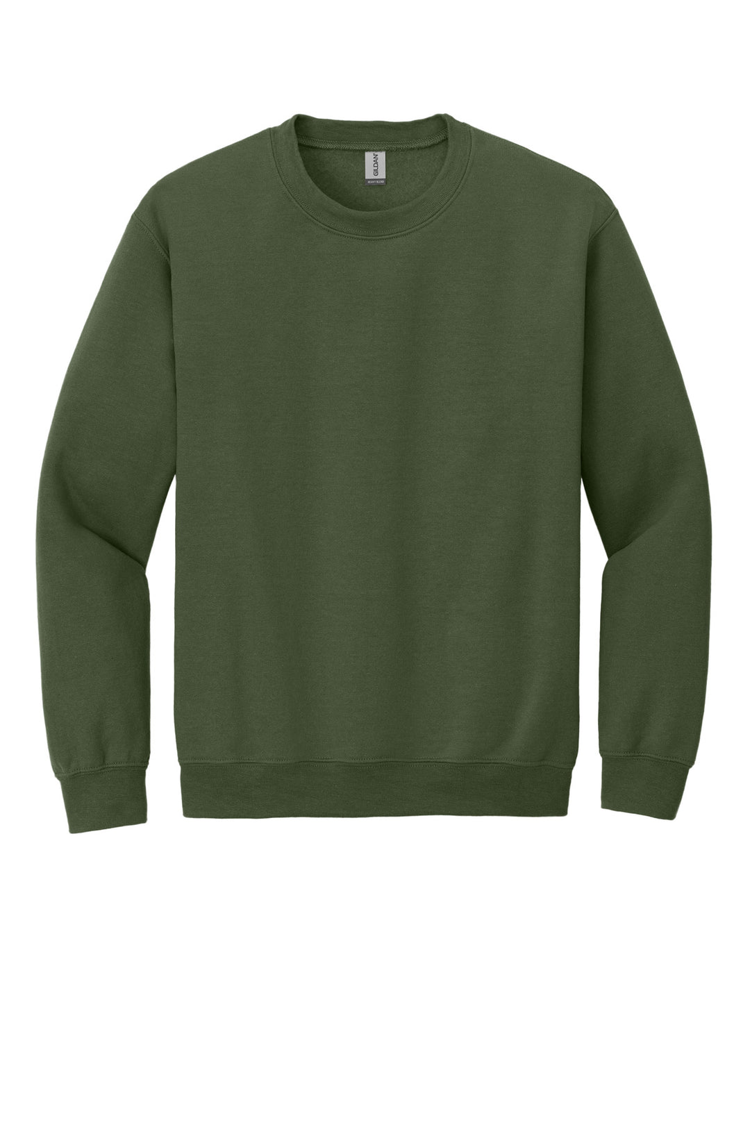 Front View of Military Green Gildan Heavy Blend Crewneck Sweatshirt. 18000
