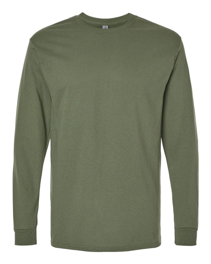 Front View of Military Green Heavy Cotton™ Long Sleeve T-Shirt - 5400