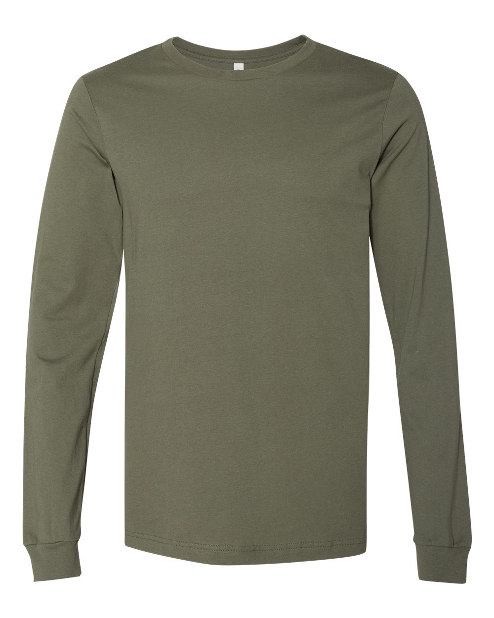 Front View of Military Green Jersey Long Sleeve Tee - 3501