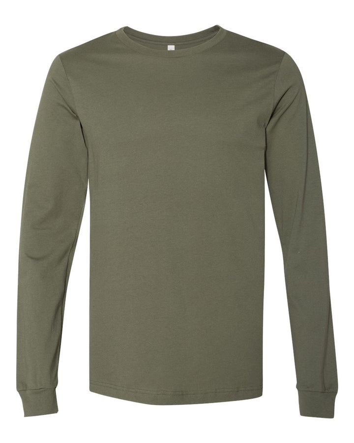 Front View of Military Green Jersey Long Sleeve Tee - 3501