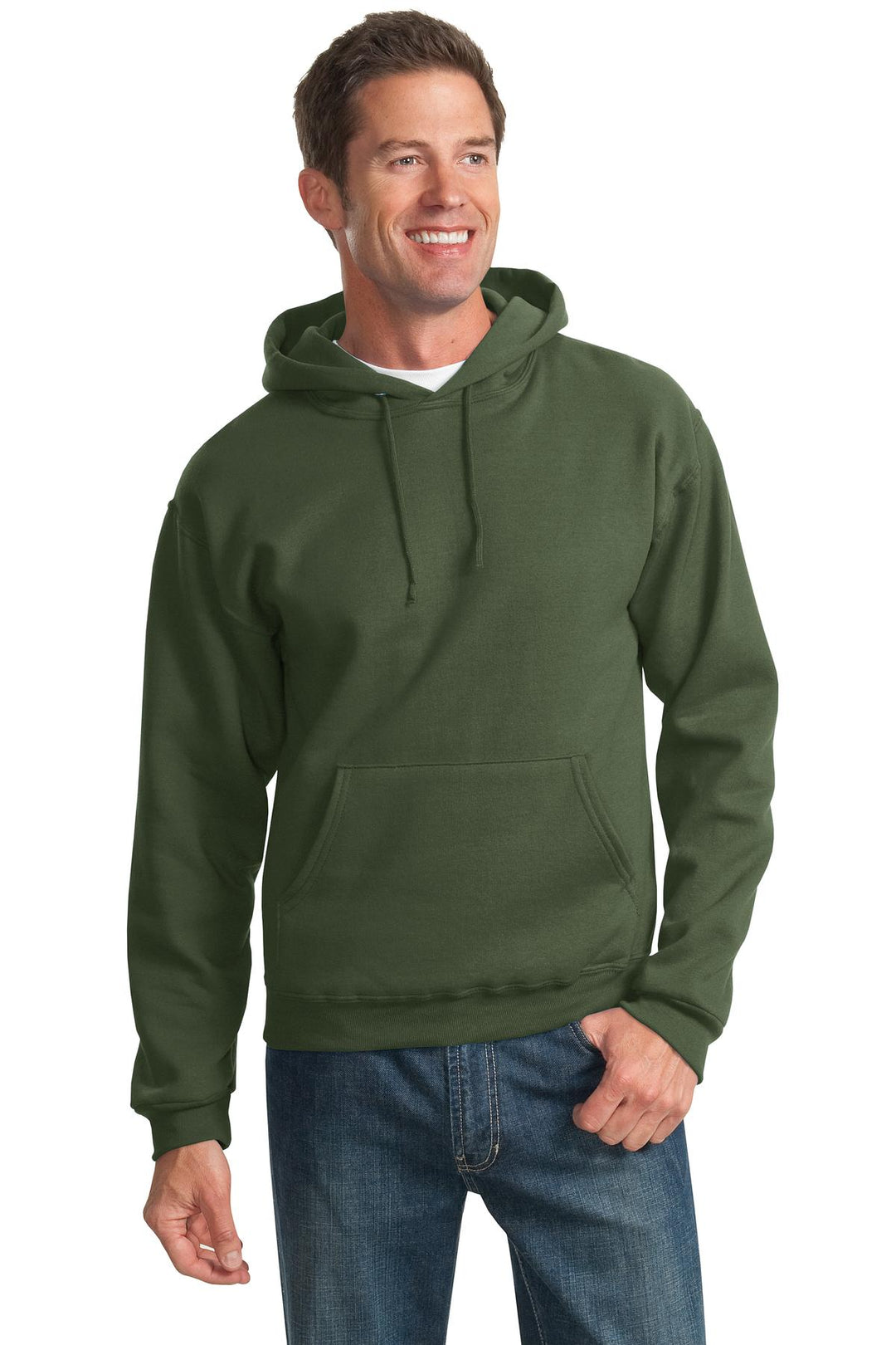 Front View of Military Green Jerzees NuBlend Pullover Hooded Sweatshirt. 996M