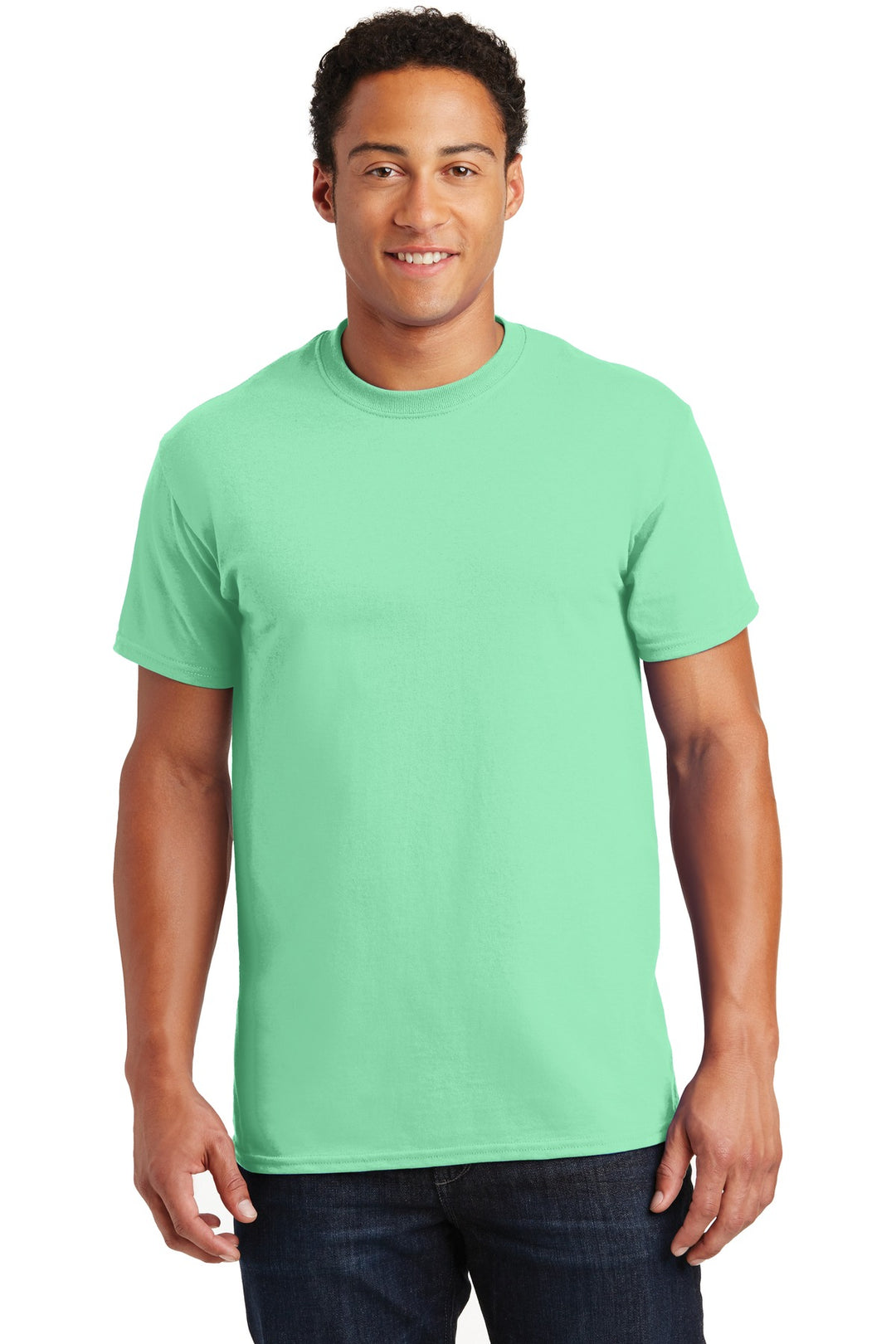 Front View of Mint Green Gildan - Ultra Cotton 100% US Cotton T-Shirt. 2000