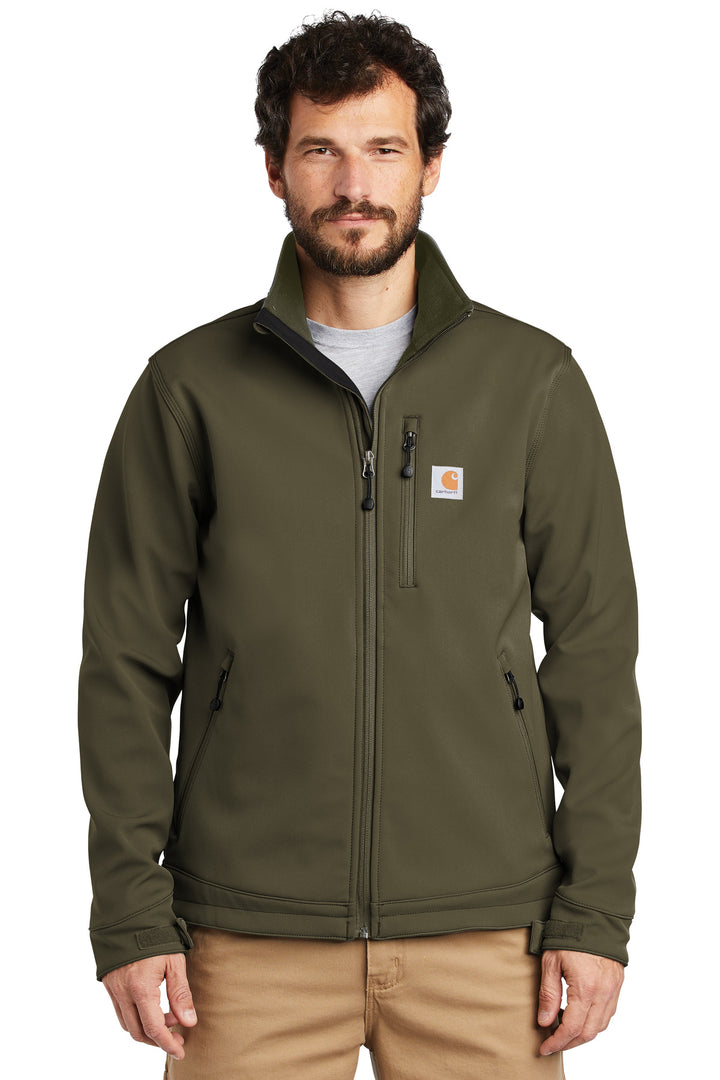 Front View of Moss Carhartt Crowley Soft Shell Jacket. CT102199