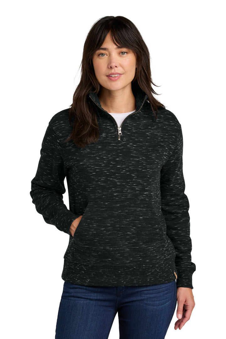 Front View of MtrBkSpcDy tentree Women's Space Dye Fleece 1/4-Zip TTCW6108