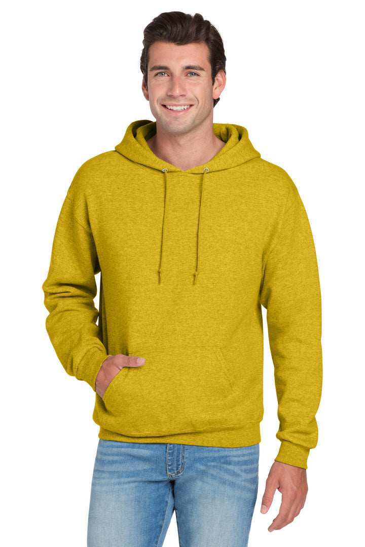 Front View of MustardHtr Jerzees NuBlend Pullover Hooded Sweatshirt. 996M