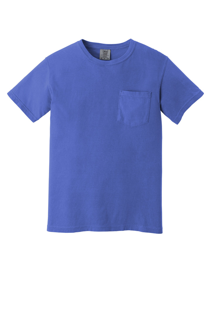 Front View of Mystic COMFORT COLORS Heavyweight Ring Spun Pocket Tee. 6030