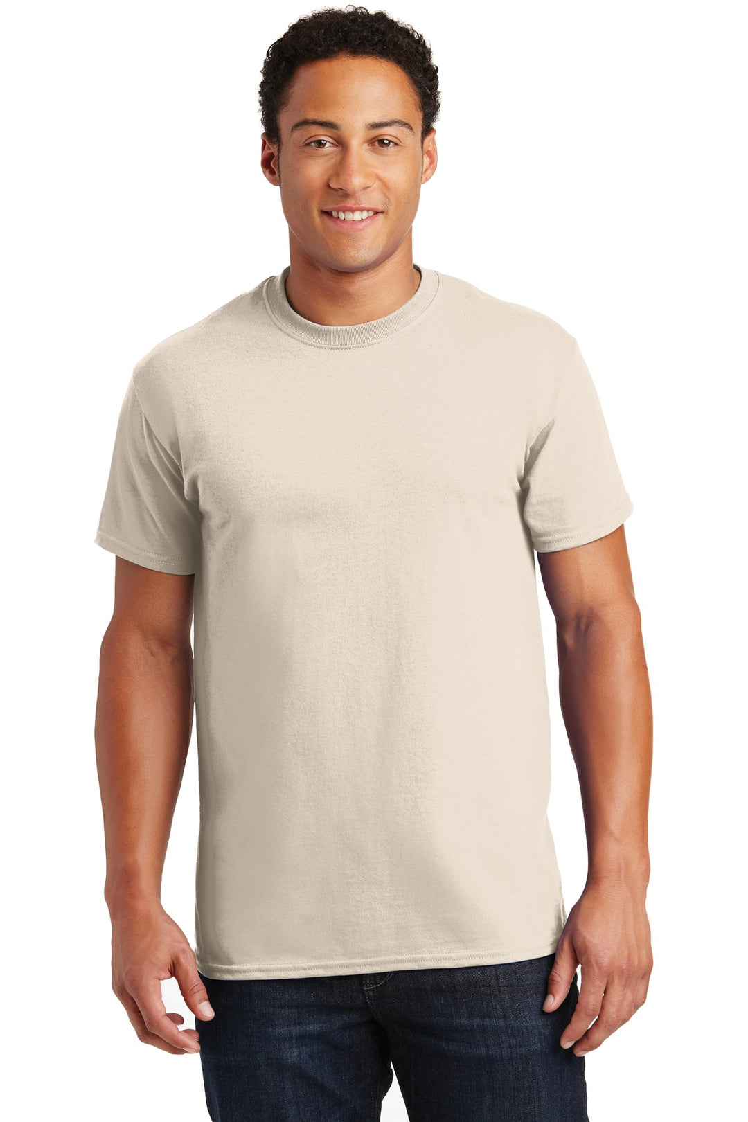 Front View of Natural Gildan - Ultra Cotton 100% US Cotton T-Shirt. 2000