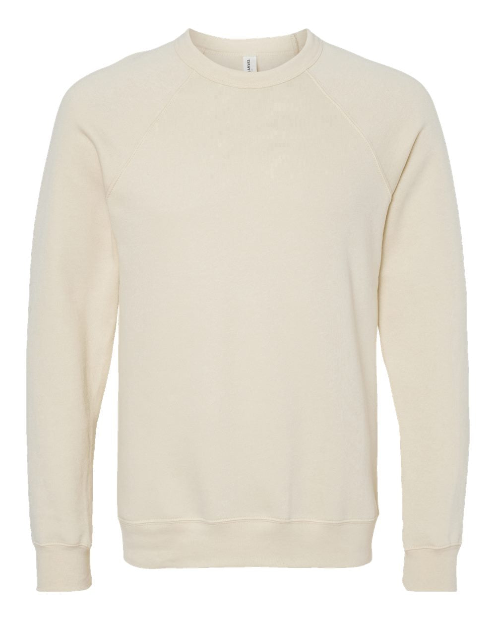 Front View of Natural Sponge Fleece Raglan Crewneck Sweatshirt - 3901