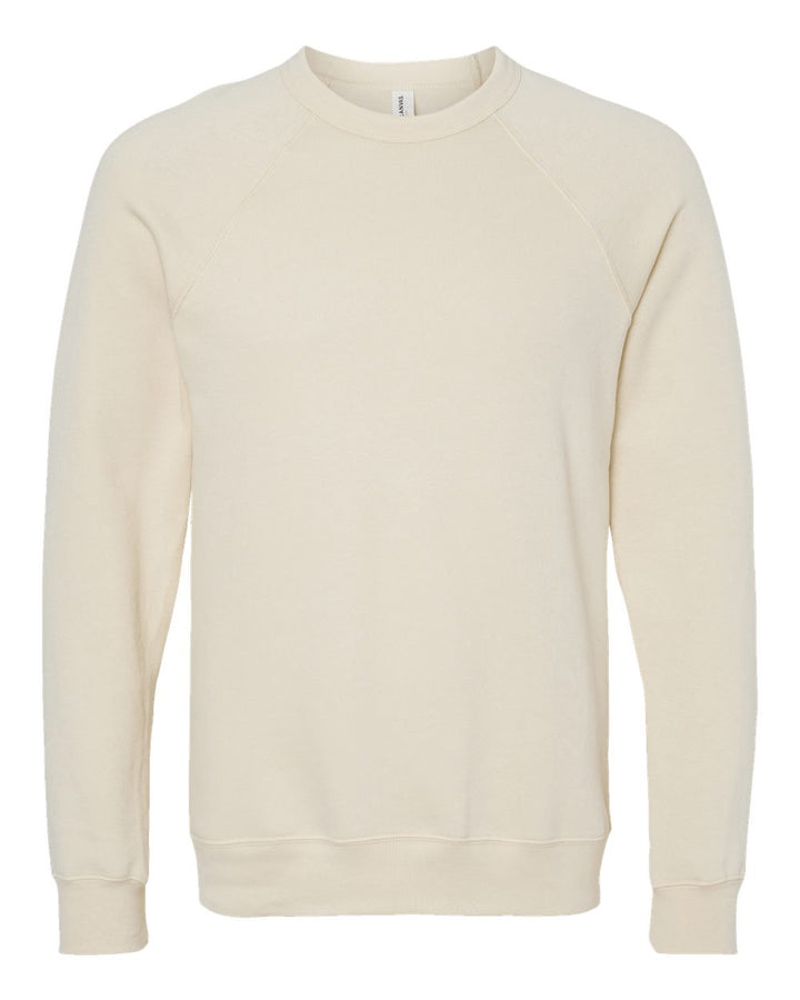 Front View of Natural Sponge Fleece Raglan Crewneck Sweatshirt - 3901