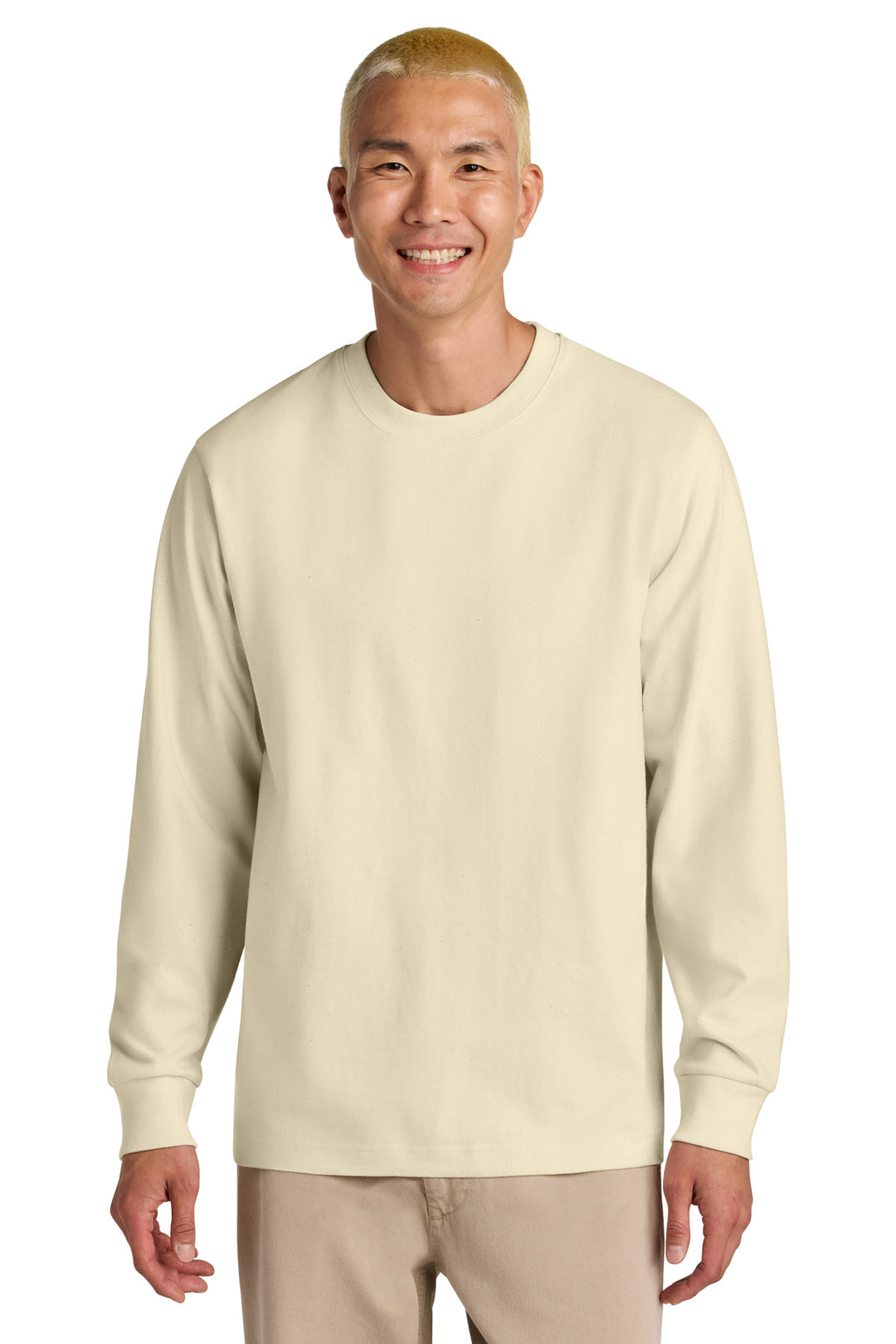 Front View of NaturalRaw Stanley/Stella Unisex Freestyler Heavyweight Long Sleeve Tee SXU023