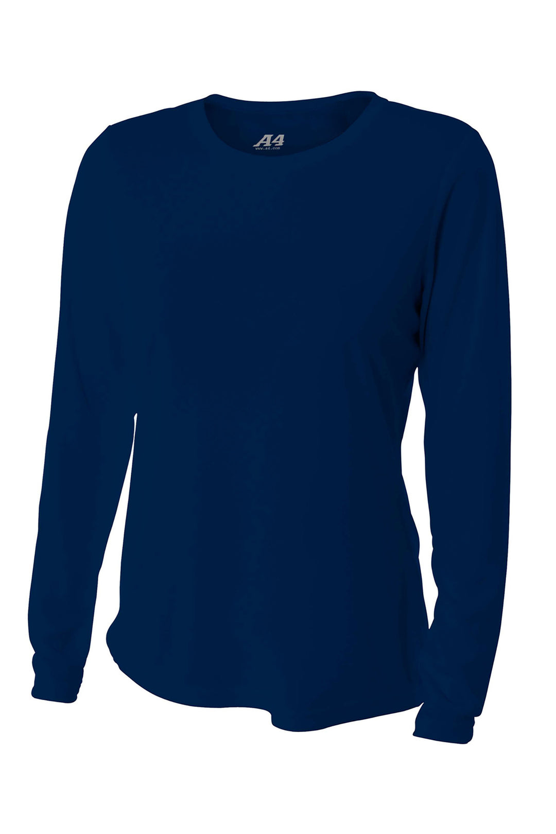 Front View of Navy A4 Women's Cooling Performance Long Sleeve Tee A4NW3002