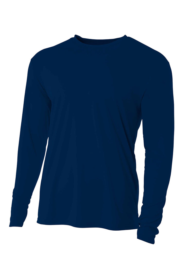 Front View of Navy A4 Youth Cooling Performance Long Sleeve Tee A4NB3165