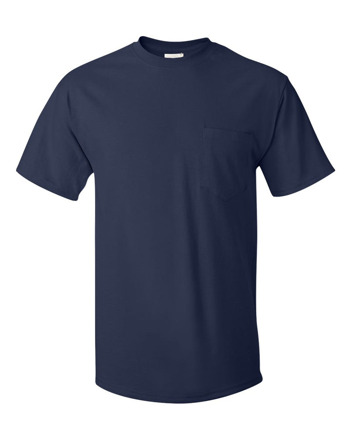 Front View of Navy Authentic Pocket T-Shirt - 5590