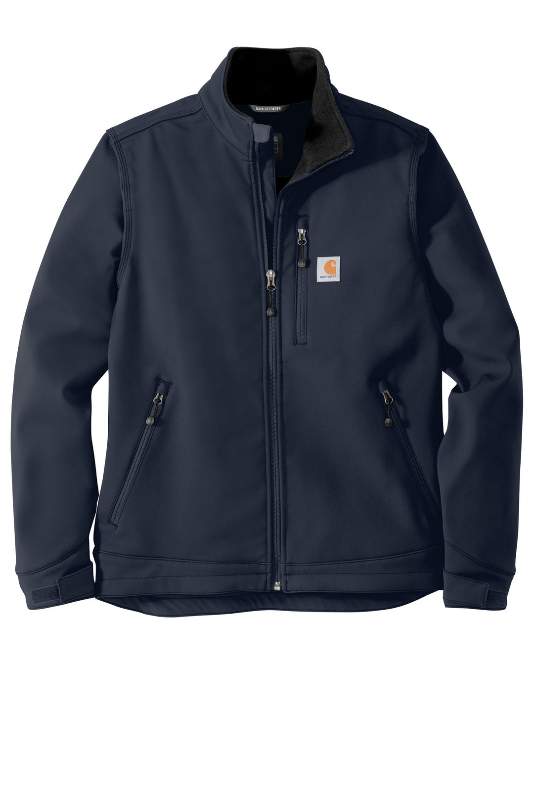 Front View of Navy Carhartt Crowley Soft Shell Jacket. CT102199