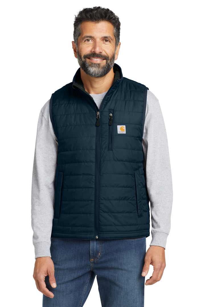 Front View of Navy Carhartt Gilliam Vest CT102286