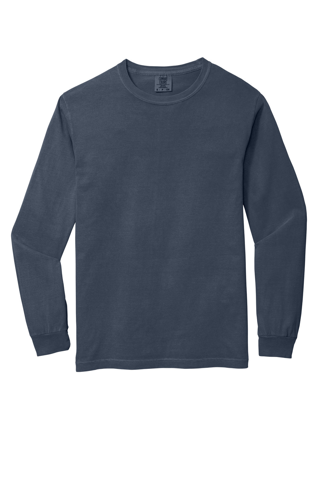 Front View of Navy COMFORT COLORS Heavyweight Ring Spun Long Sleeve Tee. 6014